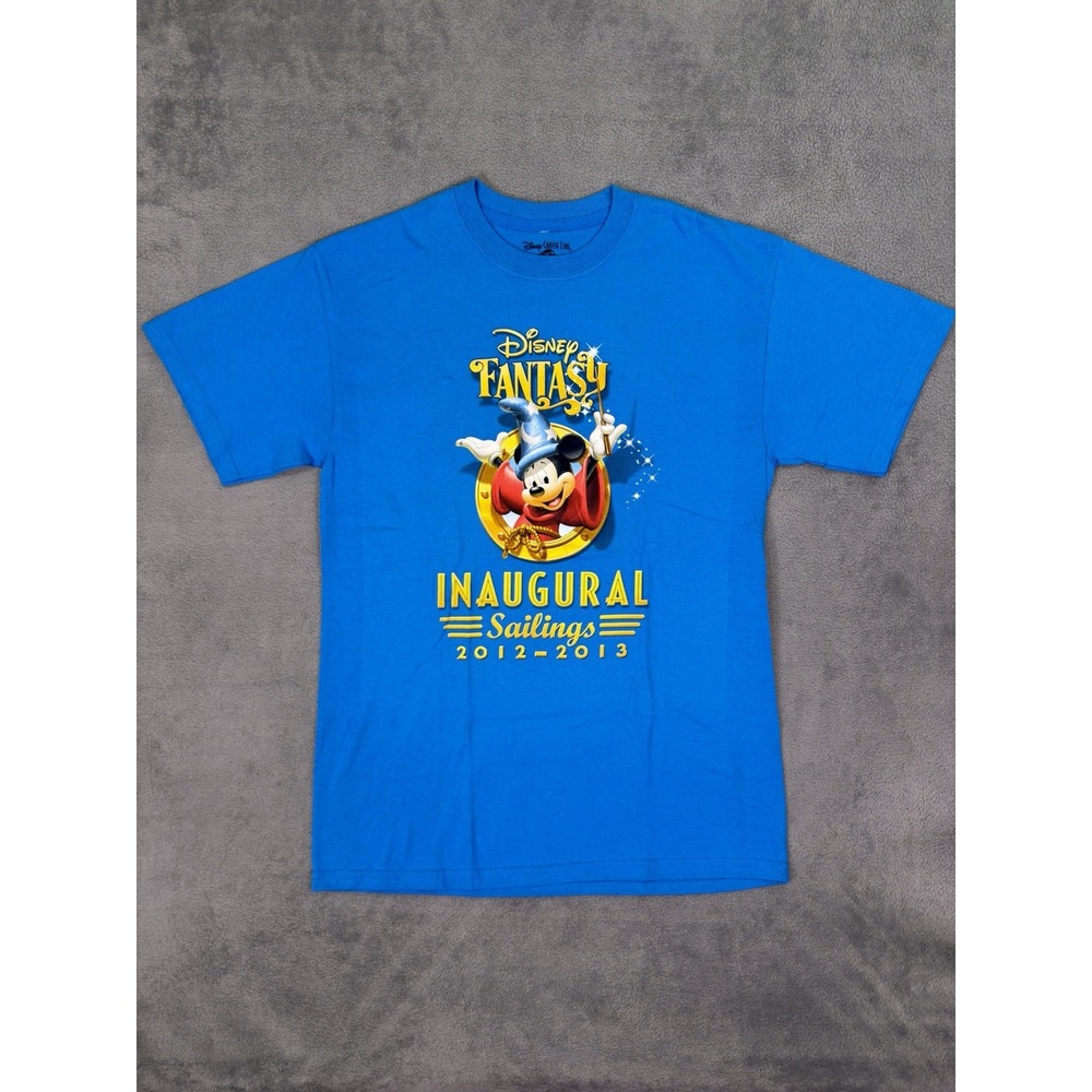 Disney Shirt Mens Medium Blue Graphic Mickey Cruise Line Sailings 2013 - 2014
